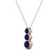 2 - Kesha (3.4mm) Round Blue Sapphire Graduated Three Stone Drop Pendant 
