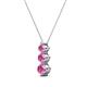2 - Kesha (3.4mm) Round Pink Sapphire Graduated Three Stone Drop Pendant 