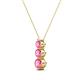 2 - Kesha (3.4mm) Round Pink Tourmaline Graduated Three Stone Drop Pendant 