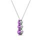2 - Kesha (3.4mm) Round Amethyst Graduated Three Stone Drop Pendant 