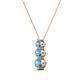 2 - Kesha (3.4mm) Round Blue Topaz Graduated Three Stone Drop Pendant 