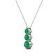2 - Kesha (3.4mm) Round Emerald Graduated Three Stone Drop Pendant 