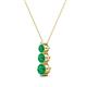2 - Kesha (3.4mm) Round Emerald Graduated Three Stone Drop Pendant 