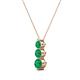 2 - Kesha (3.4mm) Round Emerald Graduated Three Stone Drop Pendant 