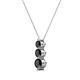 2 - Kesha (3.4mm) Round Black Diamond Graduated Three Stone Drop Pendant 
