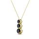 2 - Kesha (3.4mm) Round Black Diamond Graduated Three Stone Drop Pendant 