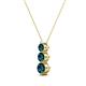 2 - Kesha (3.4mm) Round Blue Diamond Graduated Three Stone Drop Pendant 