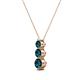2 - Kesha (3.4mm) Round Blue Diamond Graduated Three Stone Drop Pendant 