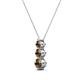 2 - Kesha (3.4mm) Round Smoky Quartz Graduated Three Stone Drop Pendant 