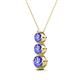2 - Kesha (4.2mm) Round Tanzanite Graduated Three Stone Drop Pendant 