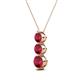 2 - Kesha (4.2mm) Round Ruby Graduated Three Stone Drop Pendant 