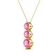 2 - Kesha (4.2mm) Round Pink Tourmaline Graduated Three Stone Drop Pendant 