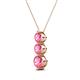 2 - Kesha (4.2mm) Round Pink Tourmaline Graduated Three Stone Drop Pendant 