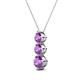 2 - Kesha (4.2mm) Round Amethyst Graduated Three Stone Drop Pendant 
