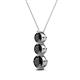 2 - Kesha (4.2mm) Round Black Diamond Graduated Three Stone Drop Pendant 
