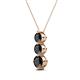 2 - Kesha (4.2mm) Round Black Diamond Graduated Three Stone Drop Pendant 