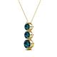 2 - Kesha (4.2mm) Round Blue Diamond Graduated Three Stone Drop Pendant 