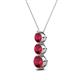 2 - Kesha (4.2mm) Round Ruby Graduated Three Stone Drop Pendant 