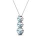 2 - Kesha (4.2mm) Round Aquamarine Graduated Three Stone Drop Pendant 
