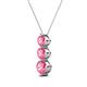 2 - Kesha (4.2mm) Round Pink Tourmaline Graduated Three Stone Drop Pendant 