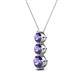 2 - Kesha (4.2mm) Round Iolite Graduated Three Stone Drop Pendant 