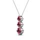 2 - Kesha (4.2mm) Round Rhodolite Garnet Graduated Three Stone Drop Pendant 