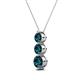 2 - Kesha (4.2mm) Round Blue Diamond Graduated Three Stone Drop Pendant 