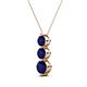 2 - Kesha (4.2mm) Round Blue Sapphire Graduated Three Stone Drop Pendant 