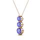 2 - Kesha (4.2mm) Round Tanzanite Graduated Three Stone Drop Pendant 