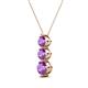 2 - Kesha (4.2mm) Round Amethyst Graduated Three Stone Drop Pendant 