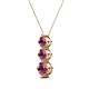 2 - Kesha (4.2mm) Round Rhodolite Garnet Graduated Three Stone Drop Pendant 