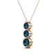 2 - Kesha (4.2mm) Round Blue Diamond Graduated Three Stone Drop Pendant 