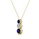2 - Kesha (3.4mm) Round Blue Sapphire and Diamond Graduated Three Stone Drop Pendant 