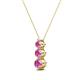 2 - Kesha (3.4mm) Round Pink Sapphire Graduated Three Stone Drop Pendant 