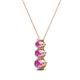 2 - Kesha (3.4mm) Round Pink Sapphire Graduated Three Stone Drop Pendant 