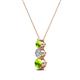 2 - Kesha (3.4mm) Round Peridot and Diamond Graduated Three Stone Drop Pendant 