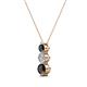 2 - Kesha (3.4mm) Round Black and White Diamond Graduated Three Stone Drop Pendant 