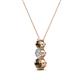 2 - Kesha (3.4mm) Round Smoky Quartz and Diamond Graduated Three Stone Drop Pendant 