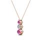 2 - Kesha (3.4mm) Round Pink Sapphire and Lab Grown Diamond Graduated Three Stone Drop Pendant 