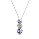 2 - Kesha (3.4mm) Round Iolite and Lab Grown Diamond Graduated Three Stone Drop Pendant 