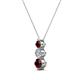 2 - Kesha (3.4mm) Round Red Garnet and Lab Grown Diamond Graduated Three Stone Drop Pendant 