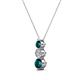 2 - Kesha (3.4mm) Round London Blue Topaz and Lab Grown Diamond Graduated Three Stone Drop Pendant 