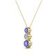 2 - Kesha (3.4mm) Round Tanzanite and Diamond Graduated Three Stone Drop Pendant 