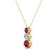 2 - Kesha (3.4mm) Round Ruby and Diamond Graduated Three Stone Drop Pendant 