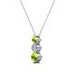 2 - Kesha (3.4mm) Round Peridot and Diamond Graduated Three Stone Drop Pendant 