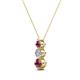 2 - Kesha (3.4mm) Round Rhodolite Garnet and Diamond Graduated Three Stone Drop Pendant 