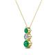 2 - Kesha (3.4mm) Round Emerald and Diamond Graduated Three Stone Drop Pendant 