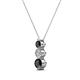 2 - Kesha (3.4mm) Round Black and White Diamond Graduated Three Stone Drop Pendant 