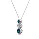 2 - Kesha (3.4mm) Round Blue and White Diamond Graduated Three Stone Drop Pendant 