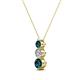 2 - Kesha (3.4mm) Round Blue and White Diamond Graduated Three Stone Drop Pendant 